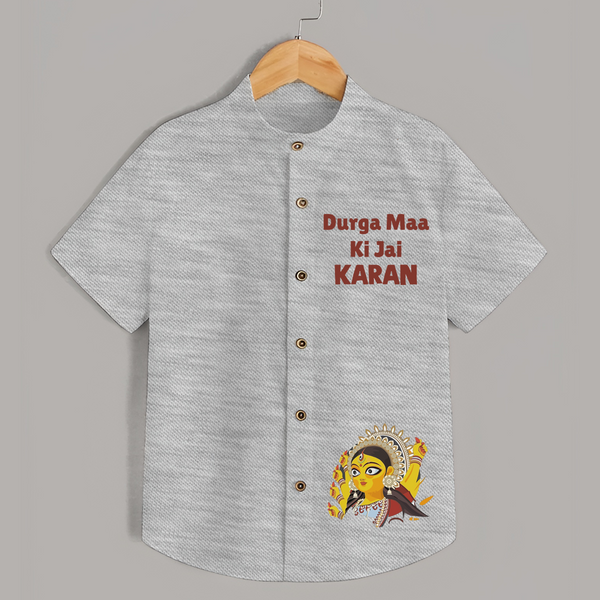 Durga Maa Ki Jai Goddess Face Shirt - GREY - 0 - 6 Months Old (Chest 23")