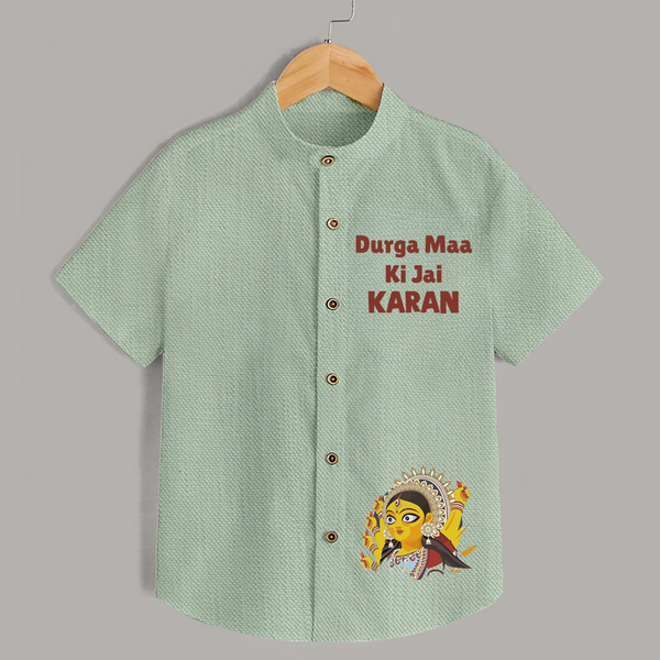 Durga Maa Ki Jai Goddess Face Shirt - MINT GREEN - 0 - 6 Months Old (Chest 23")