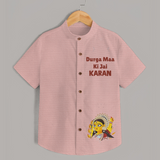 Durga Maa Ki Jai Goddess Face Shirt - PEACH - 0 - 6 Months Old (Chest 23")