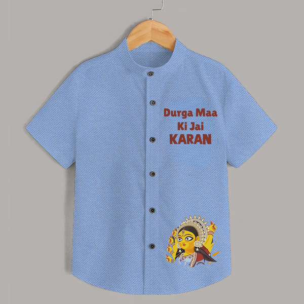 Durga Maa Ki Jai Goddess Face Shirt - SKY BLUE - 0 - 6 Months Old (Chest 23")