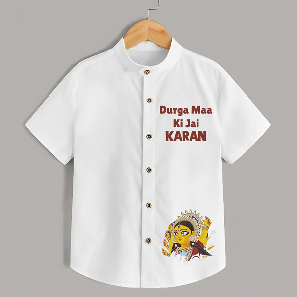 Durga Maa Ki Jai Goddess Face Shirt - WHITE - 0 - 6 Months Old (Chest 23")