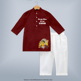 Durga Maa Ki Jai Goddess Face Kurta - MAROON - 3 - 6 Months Old (Chest 24", Kurta Length 14'', Waist 19", Pant Length 14")