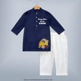 Durga Maa Ki Jai Goddess Face Kurta - NAVY BLUE - 3 - 6 Months Old (Chest 24", Kurta Length 14'', Waist 19", Pant Length 14")