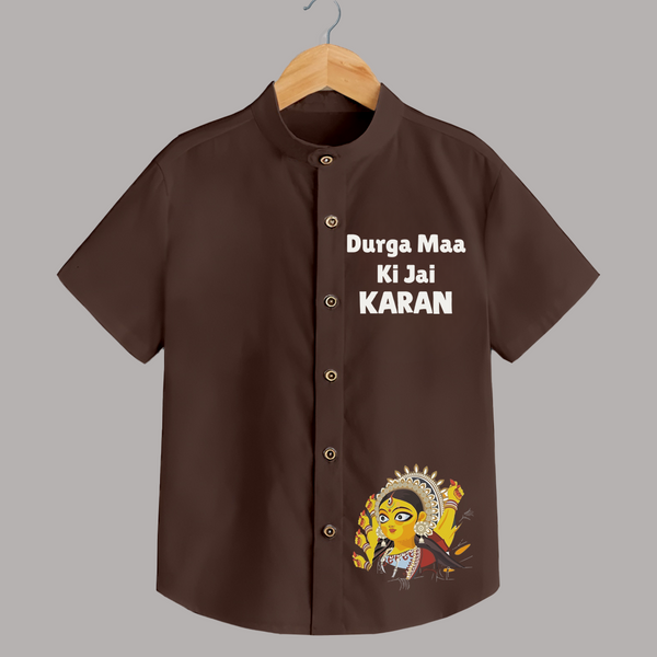 Durga Maa Ki Jai Goddess Face Shirt - CHOCOLATE BROWN - 0 - 6 Months Old (Chest 23")