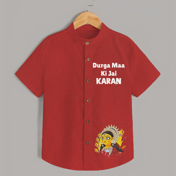 Durga Maa Ki Jai Goddess Face Shirt - RED - 0 - 6 Months Old (Chest 23")