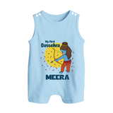 My First Dussehra Romper Suit | Personalized Baby Festival Outfit - BABY BLUE - 0 - 5 Months Old (Chest 18")
