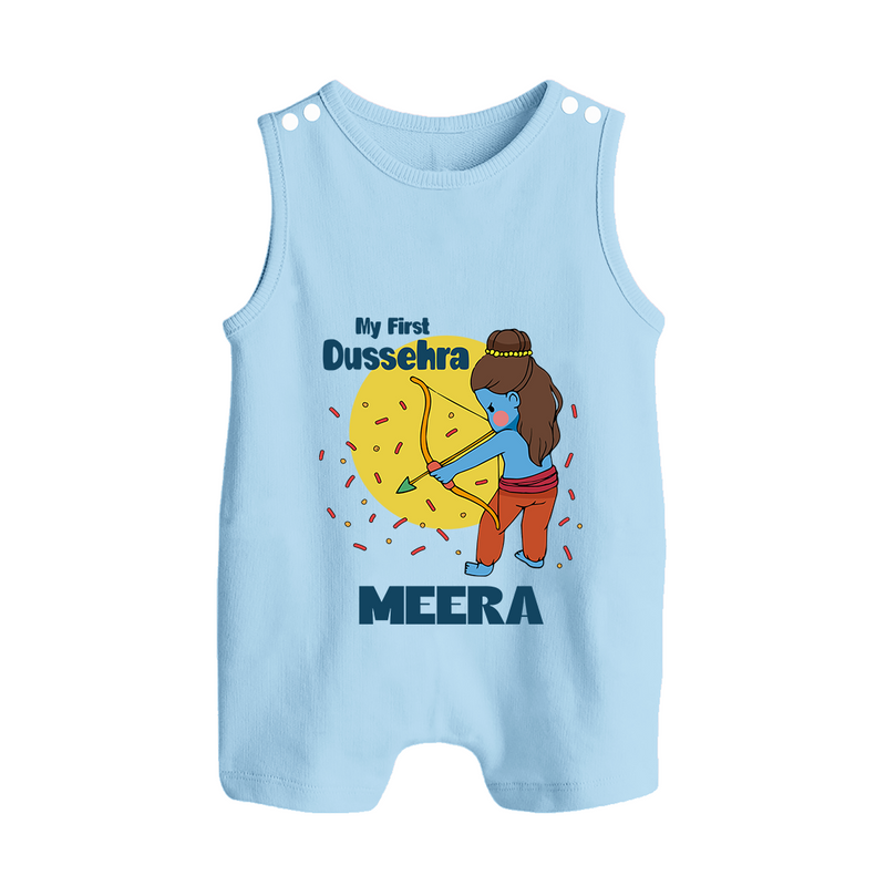 My First Dussehra Romper Suit | Personalized Baby Festival Outfit - BABY BLUE - 0 - 5 Months Old (Chest 18")