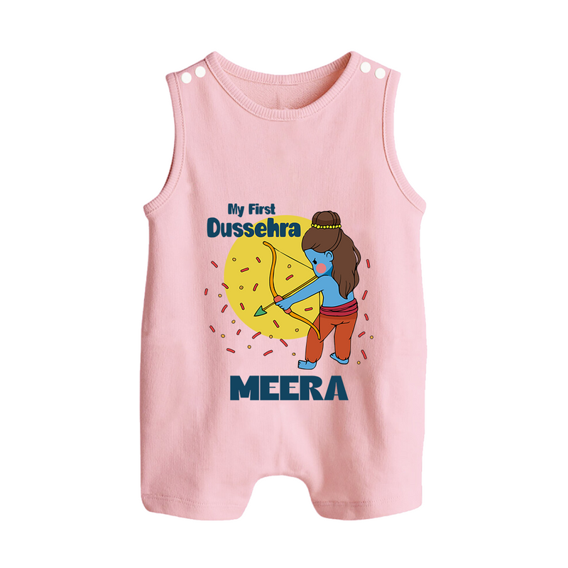 My First Dussehra Romper Suit | Personalized Baby Festival Outfit - BABY PINK - 0 - 5 Months Old (Chest 18")