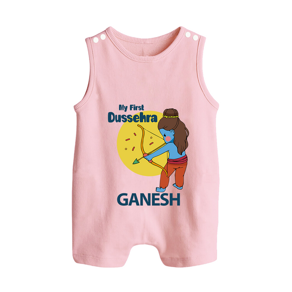 My First Dussehra Little Archer Button Romper - BABY PINK - New Born (Chest 18")