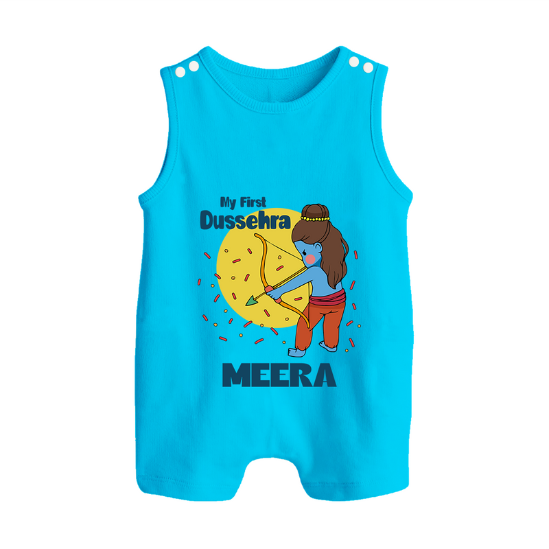 My First Dussehra Romper Suit | Personalized Baby Festival Outfit - SKY BLUE - 0 - 5 Months Old (Chest 18")