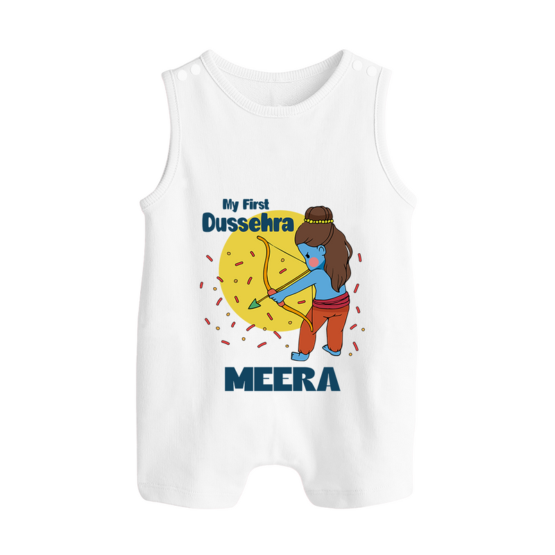 My First Dussehra Romper Suit | Personalized Baby Festival Outfit - WHITE - 0 - 5 Months Old (Chest 18")