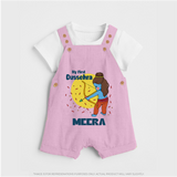 My First Dussehra Dungaree Set | Personalized Baby Festival Outfit - BABY PINK - 0 - 5 Months Old (Chest 18")