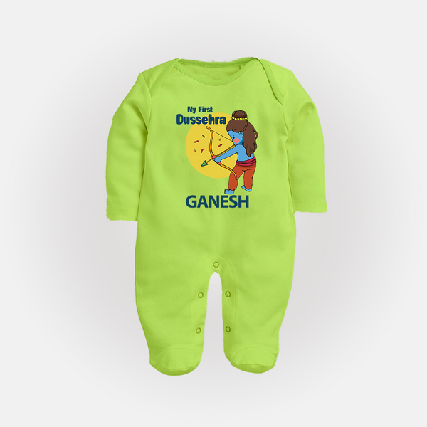 My First Dussehra Little Archer Full Body Suit - LIME GREEN - New Born (Chest 7.5")