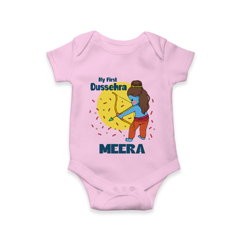 My First Dussehra Romper | Personalized Baby Festival Outfit - BABY PINK - New Born (Chest 14")