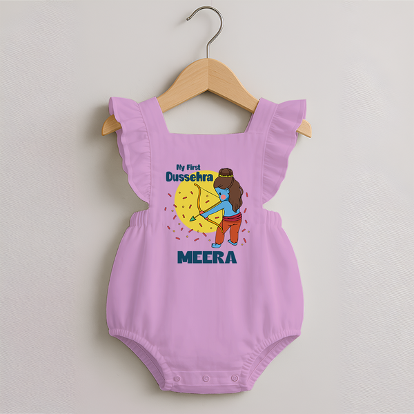 My First Dussehra Romper Frock | Personalized Baby Festival Outfit - BABY PINK - 0 - 3 Months Old (Chest 19")