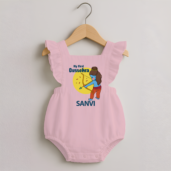 My First Dussehra Little Archer Romper frock - BABY PINK - 0 - 3 Months Old (Chest 19")