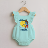 My First Dussehra Romper Frock | Personalized Baby Festival Outfit - MINT GREEN - 0 - 3 Months Old (Chest 19")