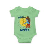 My First Dussehra Romper | Personalized Baby Festival Outfit - GREEN - New Born (Chest 14")