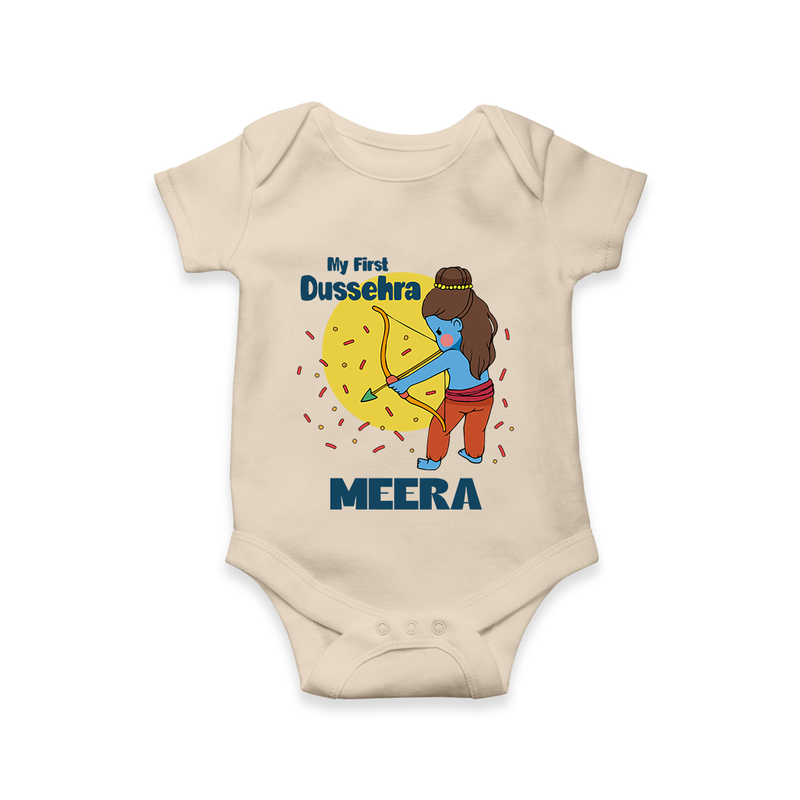 My First Dussehra Romper | Personalized Baby Festival Outfit - IVORY - New Born (Chest 14")