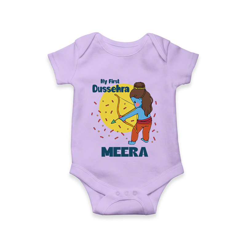 My First Dussehra Romper | Personalized Baby Festival Outfit - LILAC - New Born (Chest 14")