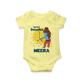 My First Dussehra Romper | Personalized Baby Festival Outfit - PASTEL YELLOW - New Born (Chest 14")