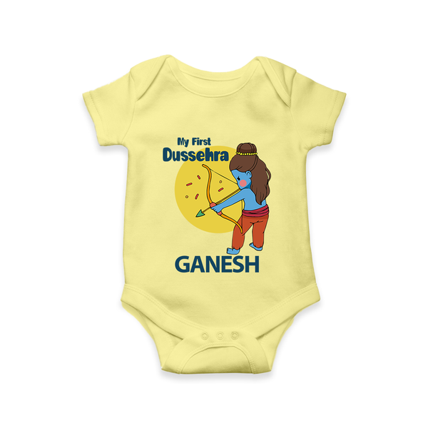 My First Dussehra Little Archer Romper - PASTEL YELLOW - New Born (Chest 14")
