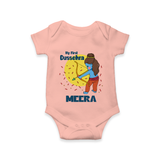 My First Dussehra Romper | Personalized Baby Festival Outfit - PEACH - New Born (Chest 14")