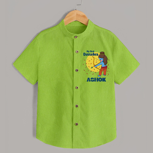 My First Dussehra Shirt | Personalized Baby Festival Outfit - LIME GREEN - 0 - 6 Months Old (Chest 23")