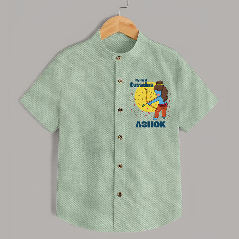 My First Dussehra Shirt | Personalized Baby Festival Outfit - MINT GREEN - 0 - 6 Months Old (Chest 23")