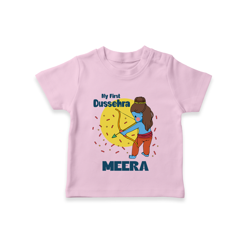 My First Dussehra Tshirt | Personalized Baby Festival Outfit - BABY PINK - 0-5 Months Old (Chest 17")