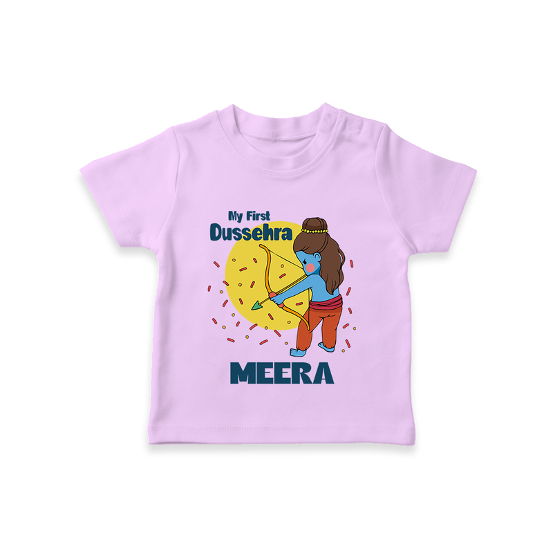 My First Dussehra Tshirt | Personalized Baby Festival Outfit - LILAC - 0-5 Months Old (Chest 17")
