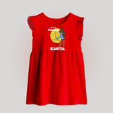 My First Dussehra Baby Frock | Personalized Baby Festival Outfit - RED - 0 - 3 Months Old (Chest 17")
