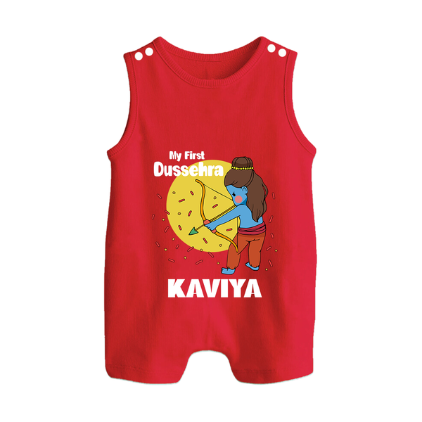 My First Dussehra Romper Suit | Personalized Baby Festival Outfit - RED - 0 - 5 Months Old (Chest 18")