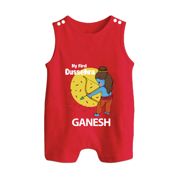 My First Dussehra Little Archer Button Romper - RED - New Born (Chest 18")