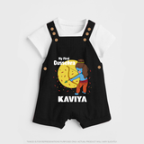 My First Dussehra Dungaree Set | Personalized Baby Festival Outfit - BLACK - 0 - 5 Months Old (Chest 18")