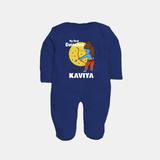 My First Dussehra Sleep Suit | Personalized Baby Festival Outfit - NAVY BLUE - New Born (Chest 7.5")