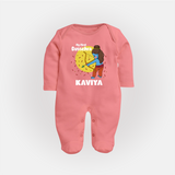 My First Dussehra Sleep Suit | Personalized Baby Festival Outfit - PEACH - New Born (Chest 7.5")