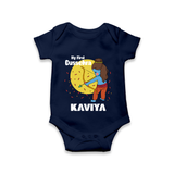 My First Dussehra Romper | Personalized Baby Festival Outfit - NAVY BLUE - New Born (Chest 14")