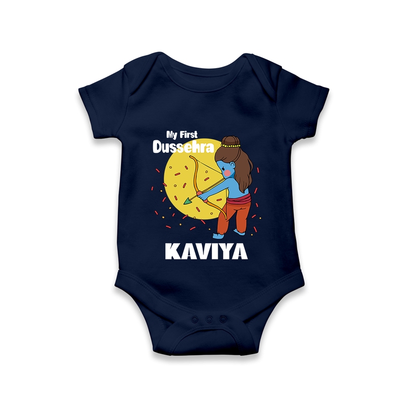 My First Dussehra Romper | Personalized Baby Festival Outfit - NAVY BLUE - New Born (Chest 14")