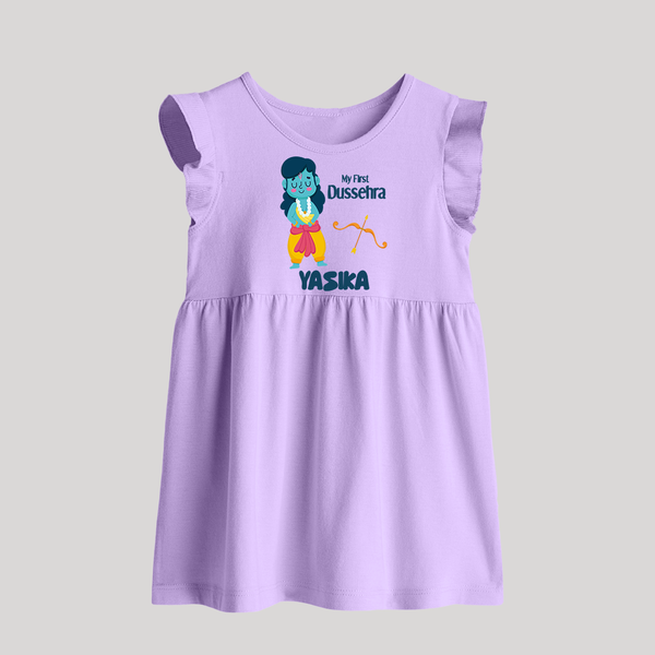 Baby's First Dussehra Baby Frock | Custom Baby Frock for Little Devotees - LILAC - 0 - 3 Months Old (Chest 17")
