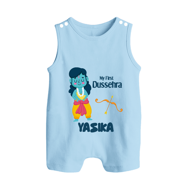 Baby's First Dussehra Romper Suit | Custom Romper Suit for Little Devotees - BABY BLUE - 0 - 5 Months Old (Chest 18")