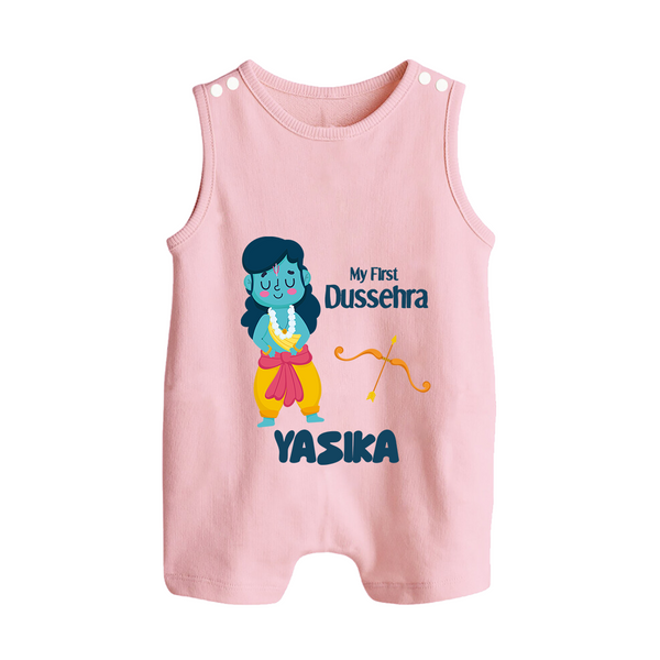 Baby's First Dussehra Romper Suit | Custom Romper Suit for Little Devotees - BABY PINK - 0 - 5 Months Old (Chest 18")