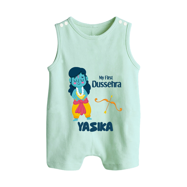 Baby's First Dussehra Romper Suit | Custom Romper Suit for Little Devotees - MINT GREEN - 0 - 5 Months Old (Chest 18")