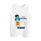 Baby's First Dussehra Romper Suit | Custom Romper Suit for Little Devotees - WHITE - 0 - 5 Months Old (Chest 18")