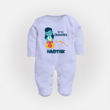 My First Dussehra Divine Princess Bow Full Body Suit - BABY BLUE - New Born (Chest 7.5")
