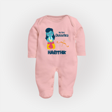 My First Dussehra Divine Princess Bow Full Body Suit - BABY PINK - New Born (Chest 7.5")