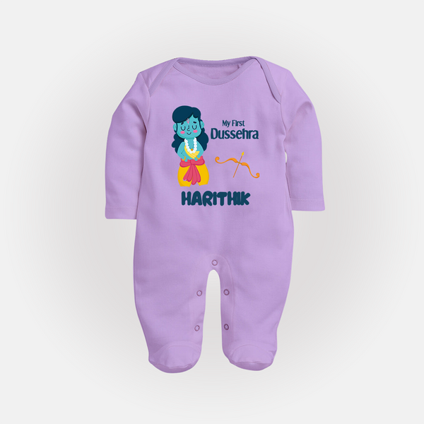 My First Dussehra Divine Princess Bow Full Body Suit - LILAC - New Born (Chest 7.5")
