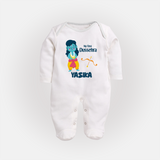 Baby's First Dussehra Sleep Suit | Custom Sleep Suit for Little Devotees - WHITE - New Born (Chest 7.5")