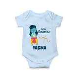 Baby's First Dussehra Romper | Custom Romper for Little Devotees - BABY BLUE - New Born (Chest 14")
