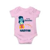 My First Dussehra Divine Princess Bow Romper - BABY PINK - New Born (Chest 14")
